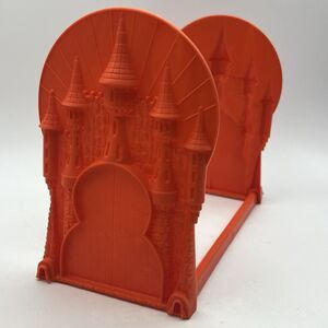 NEW 1977 Xerox I Can Read Weekly Reader Orange Plastic Castle Book Rack Bookends